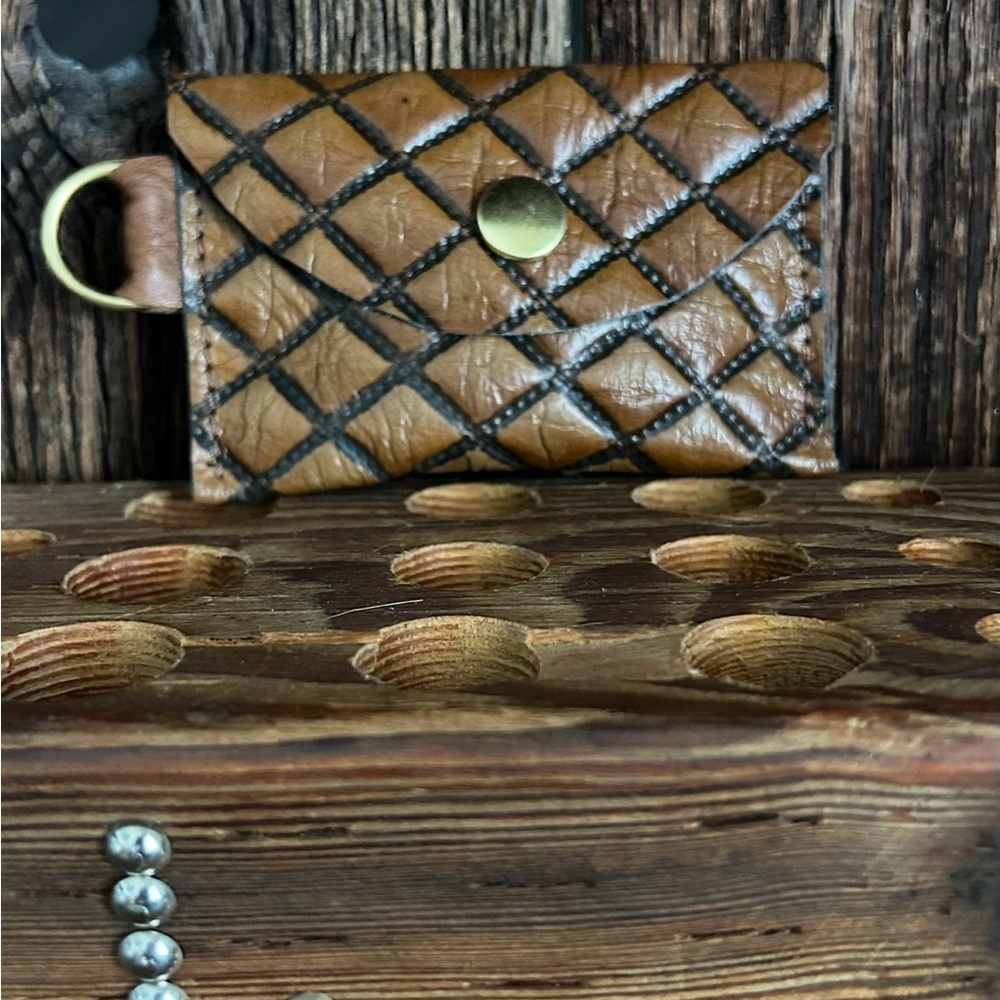 Brown Quilted Leather Card Holder